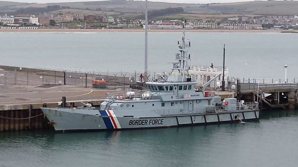 A UK Border Force ship docked at Weymouth (Image: Richard Symonds, Wikimedia)