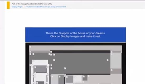 擋得住廣告E-mail內容，擋不住行銷人的創意。Gmail等信箱服務都會主動先將圖擋住，等到收件者按下同意顯示圖片後才會出現，為了讓顧客瞬間感受從平面圖到裝潢完成的感動，秘魯建築公司將E-mail的圖檔排列成單色平面圖，按下顯示就可以看見模擬裝潢好的樣貌