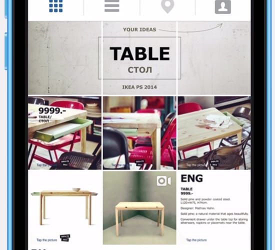 俄羅斯的 IKEA宣傳新的PS系列，將紙本家具型錄搬到Instagram上面，以呼應34件的PS系列家具都是輕巧易於“移動”搬運的概念，也方便民眾於社群上分享喜愛的的設計家具款式，免費吸引2萬多粉絲