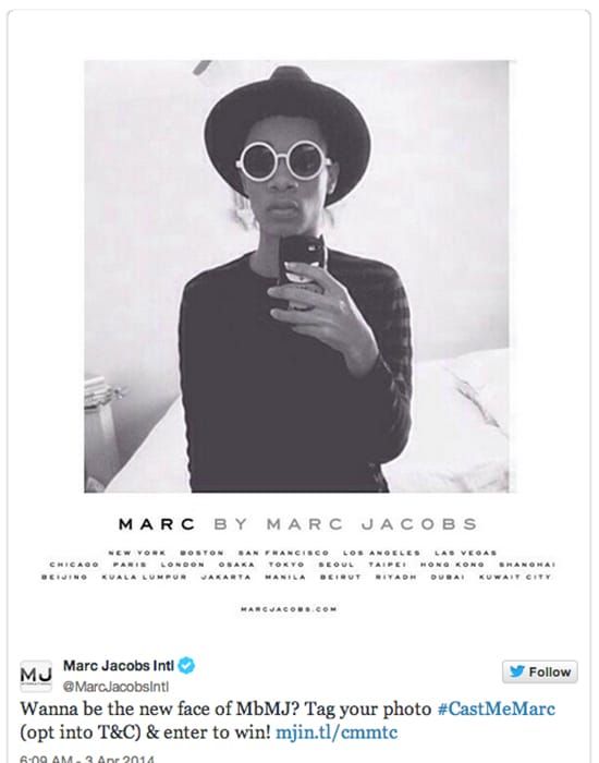 捨棄傳統面試方式改用社群媒體，Marc Jacobs找秋冬服飾形象代言人，順道吸引8萬型男靚女做免費行銷