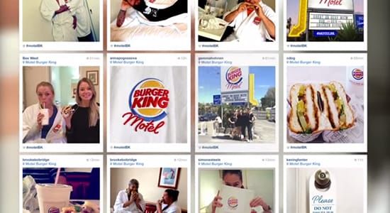 紐西蘭漢堡王Burger King邀請愛華堡的顧客和新推出的雞肉堡到Motel”搞外遇“，廣邀Facebook粉絲tag朋友一同前來主題Motel“偷吃”雞肉堡，活動爆紅吸引2百萬個瀏覽，粉絲因此增加5倍
