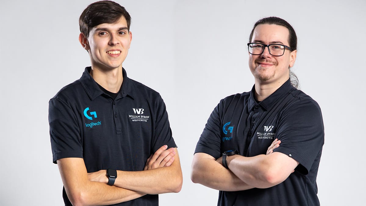 William Byron eSports' Tucker Minter and Nick Ottinger pose beside one another.