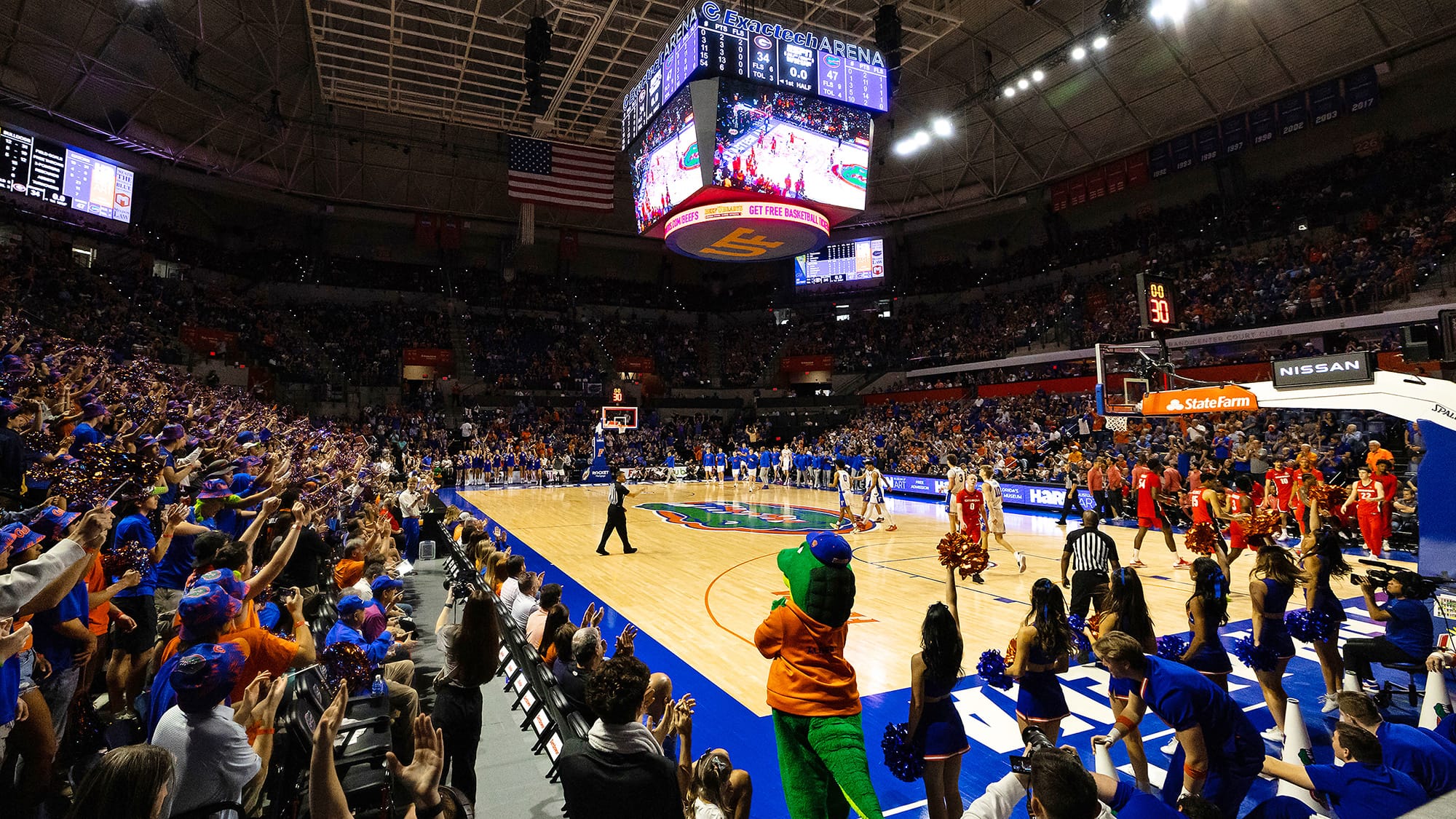 A sold-out crowd watches as Florida hosts Georgia at the Stephen C. O’Connell Center in Gainesville, Fla., Saturday, Jan. 27, 2024.