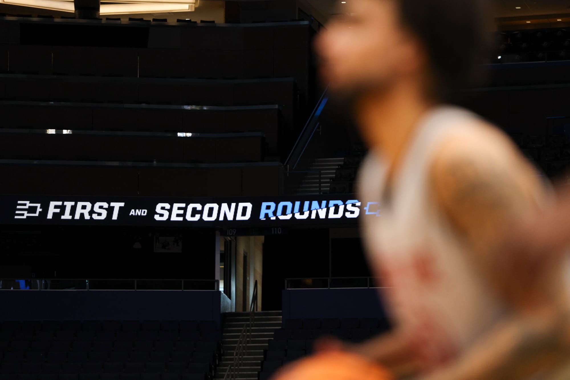 Mar 19, 2026; Tampa, FL, USA; a general view of the arena during a practice session ahead of the first round of the men's 2026 NCAA Tournament at Benchmark International Arena.