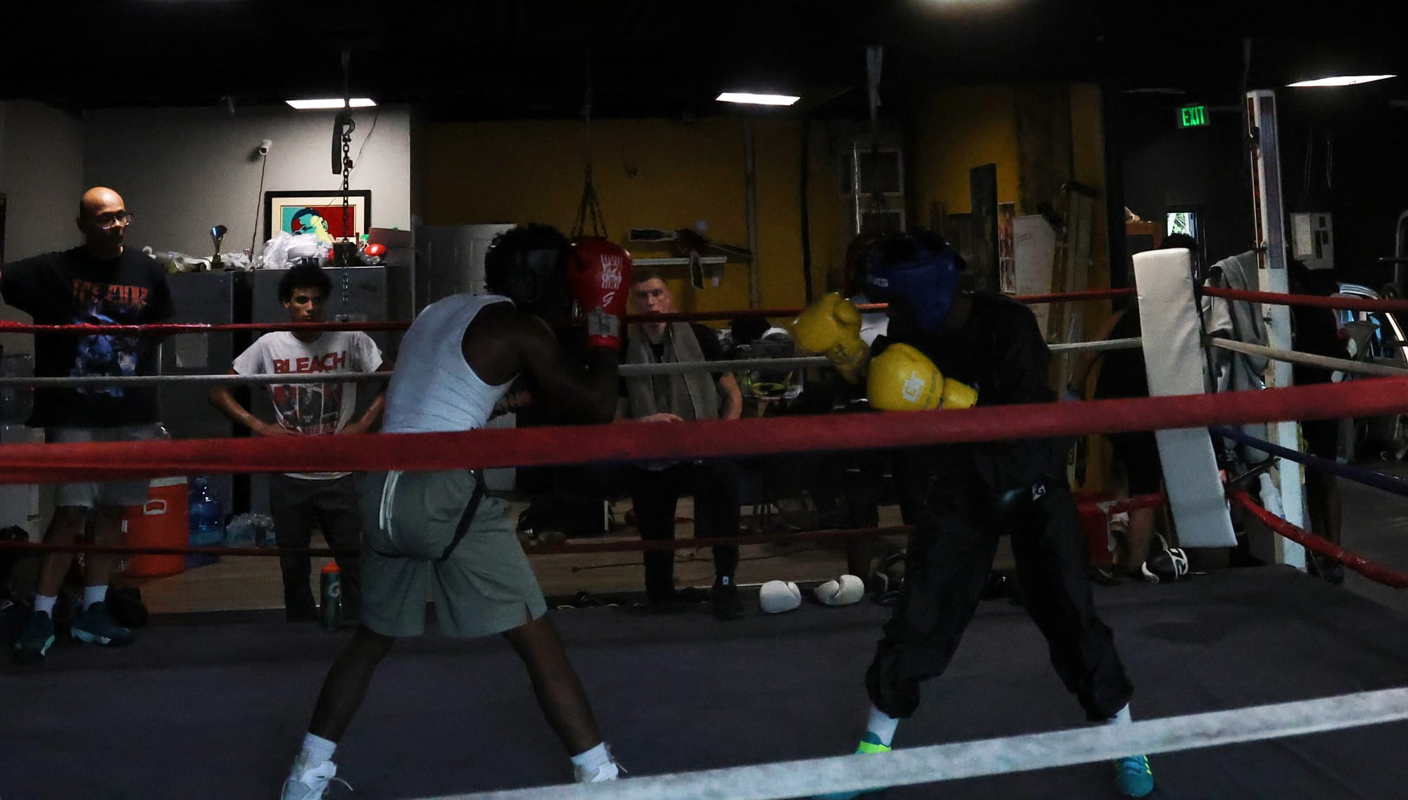 Two fighters spar during a Thursday afternoon practice at Galaxxy Boxing Refuge in Jacksonville on April 23.