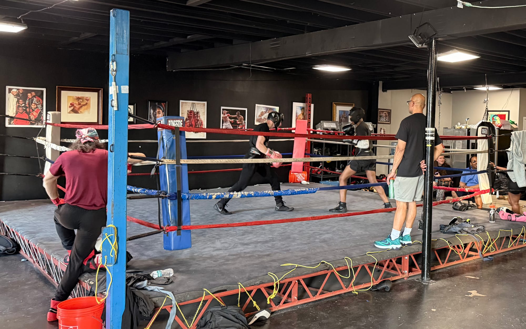 A pair of youth boxers spar in Galaxxy Boxing Refuge in Jacksonville on Thursday, April 23.