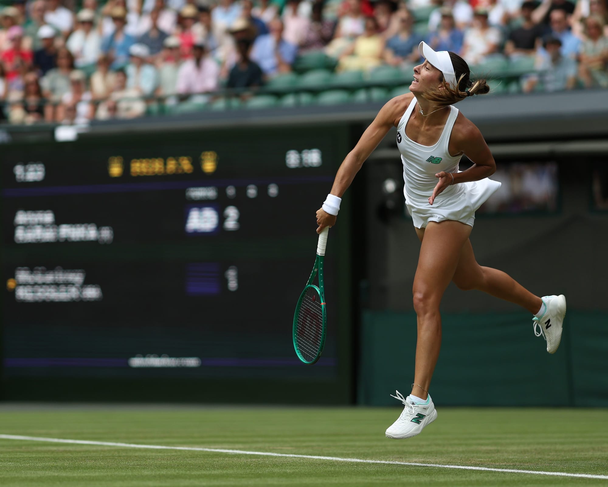 Jul 1, 2026; London, United Kingdom; McCartney Kessler (USA) serves against Aryna Sabalenka (not pictured) on day three of The Championships Wimbledon 2026 at All England Lawn Tennis and Croquet Club.