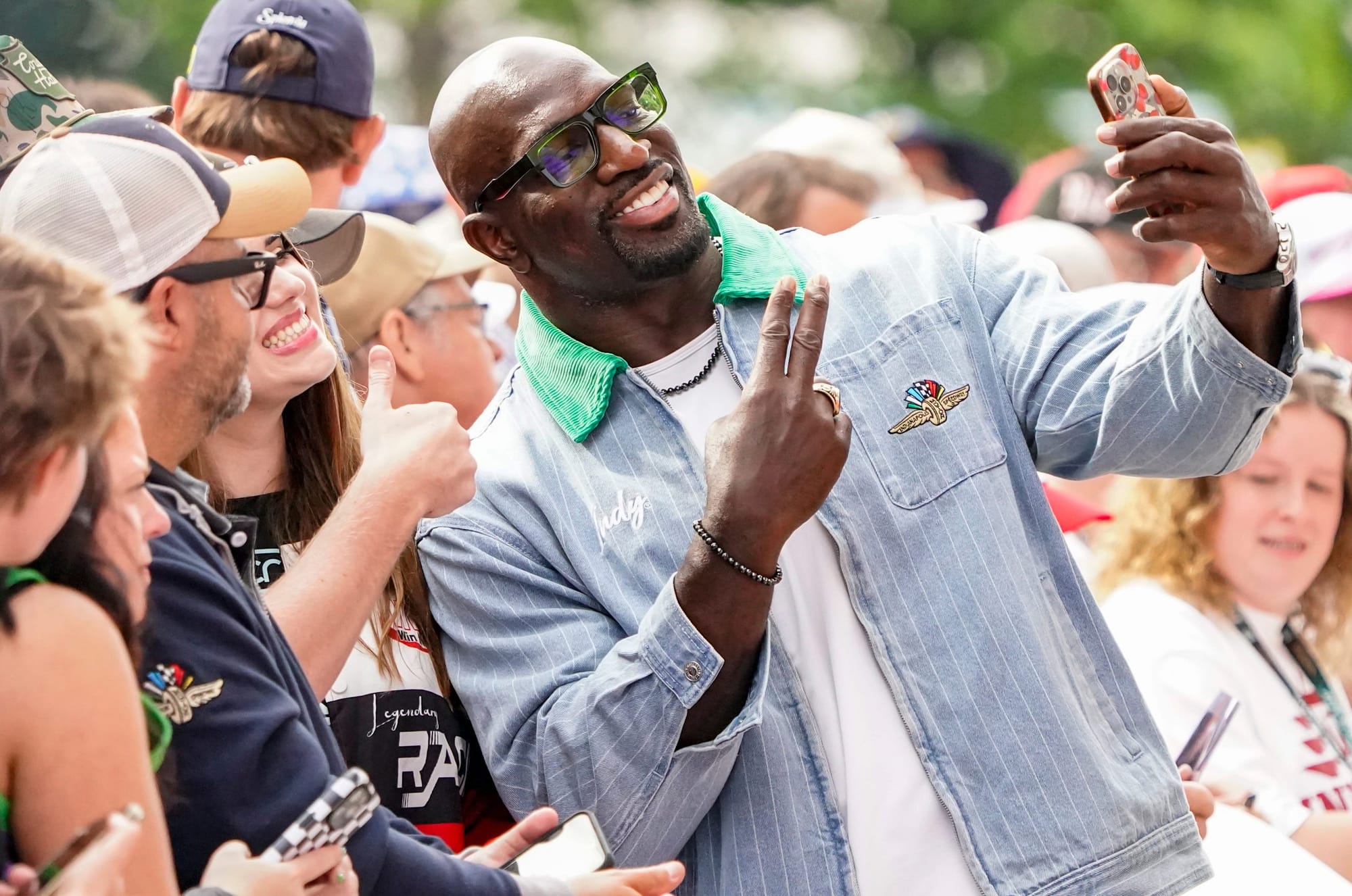 Titus O’Neil walks the celebrity red carpet on Sunday, May 24, 2026, during the 110th running of the Indianapolis 500 at Indianapolis Motor Speedway.
