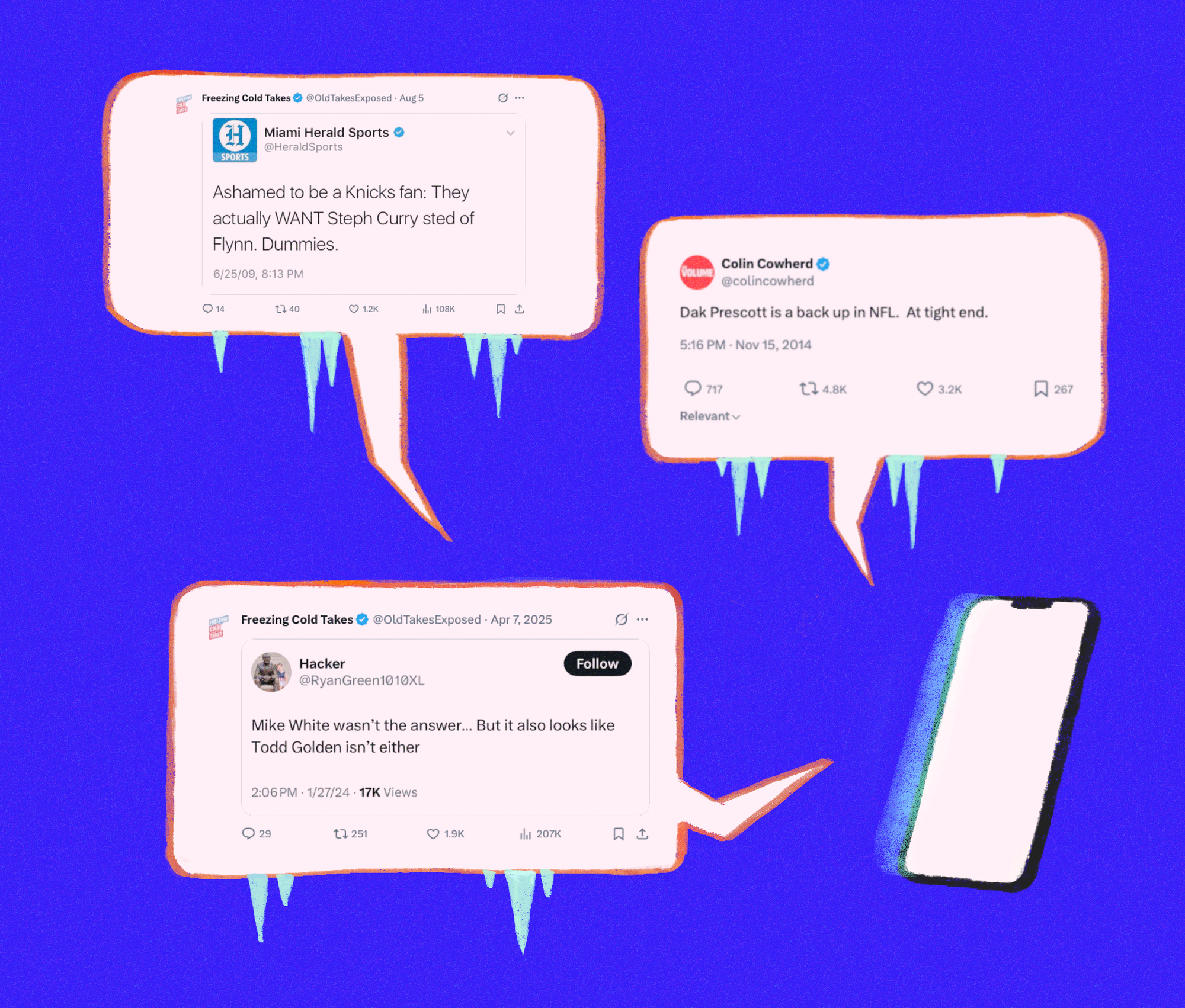 Freezing Cold Takes' social media accounts monitor sports media personalities' worst opinions.