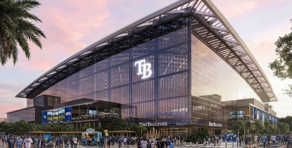 A possible rendering of the Tampa Bay Rays' new stadium in Tampa Bay in 2029.