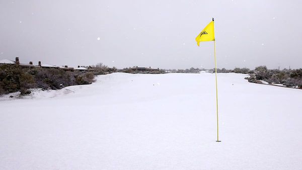 Snow covers the course at Desert Mountain Golf Club on Feb. 21, 2019, in Scottsdale.