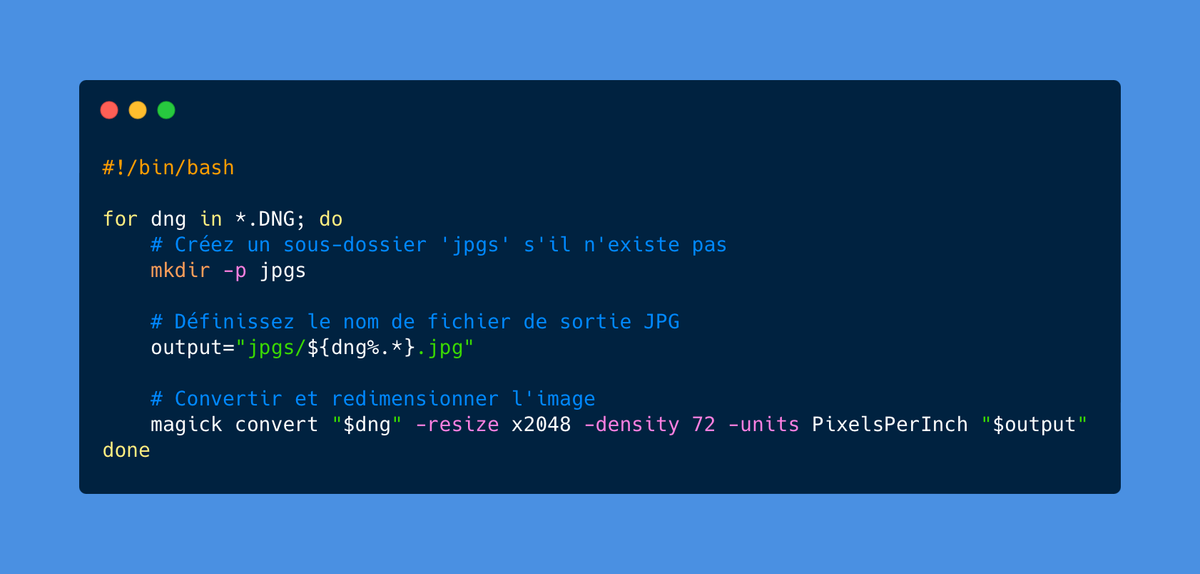 Des DNG en JPG à la bonne taille depuis le Terminal ? Oui.