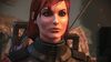 Commander Shepard from Mass Effect, a redheaded woman in black metal armor