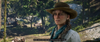 Sadie Adler wears a cowboy hat and a neckscarf. Text reads "Look, you're the only one of these fools that I trust."