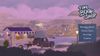 The opening screen for Tiny Bookshop, depicting the titular tiny bookshop, which is a cottage on a trailer attached to a truck parked next to water. Across the water, there's a small town.