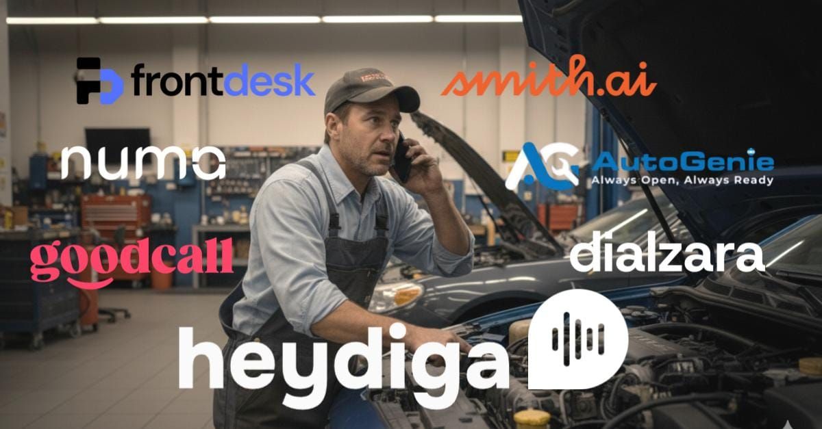 Image including best AI virtual assistants for Auto Workshops and car dealerships