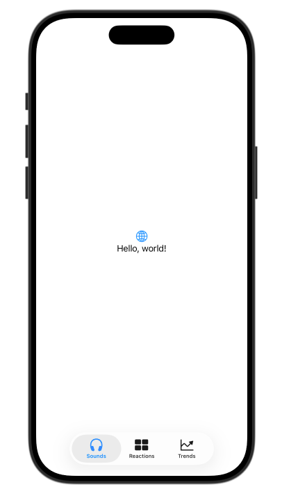 A screenshot of the code presented below running in Xcode's canvas. A simple tab bar with 3 tabs can be seen below and some placeholder text in the middle of the phone.