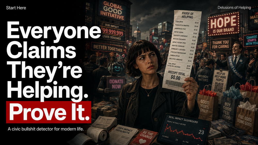 Everyone Claims They’re Helping. Fine. Prove It.