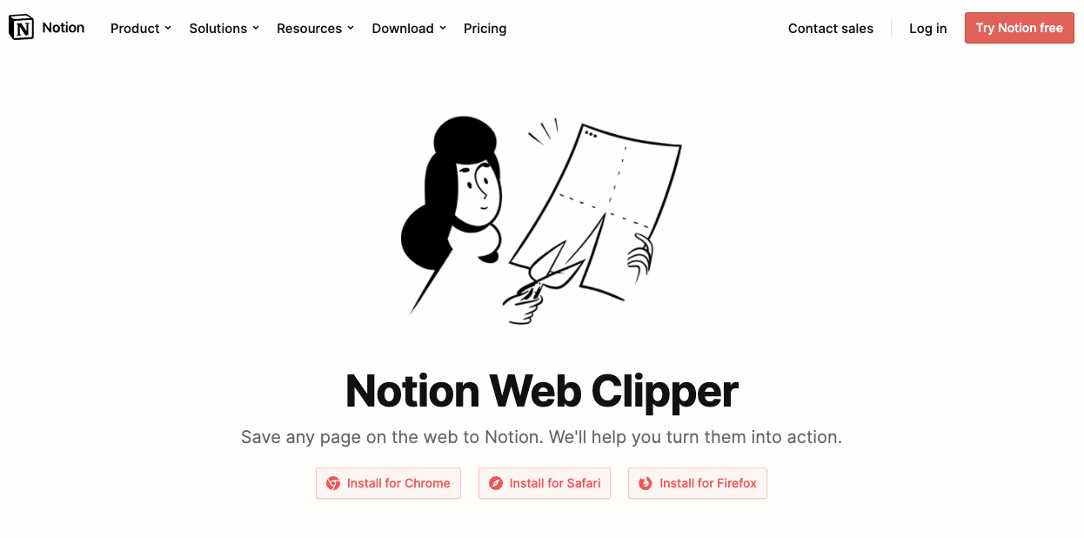 Trang chủ Notion Web Clipper, hãy lựa chọn phần mềm duyệt web phù hợp để cài đặt nhé. Đối với các phần mềm như Edge (chạy trên nền chromium), có thể vào cài đặt "Extensions for Chrome" để cài đặt