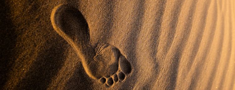 single footprint in sand