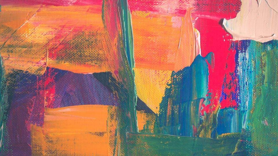 abstract painting with many different color splotches