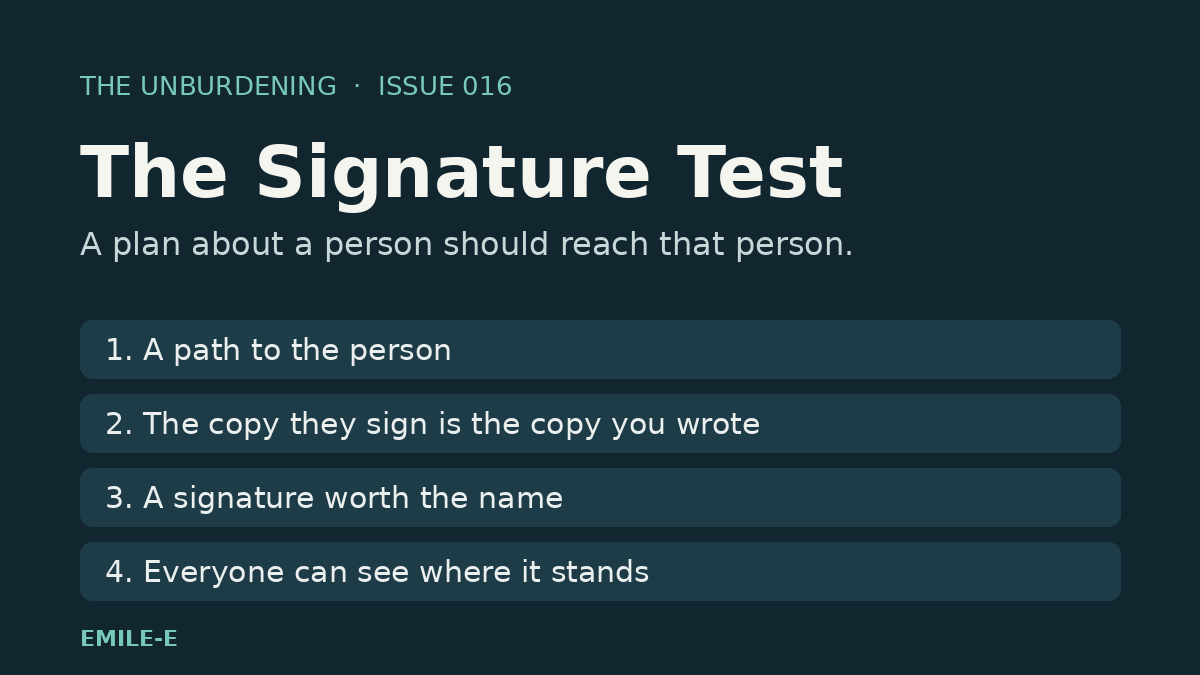 The Signature Test: Why a Treatment Plan Should Reach the Person It Is About