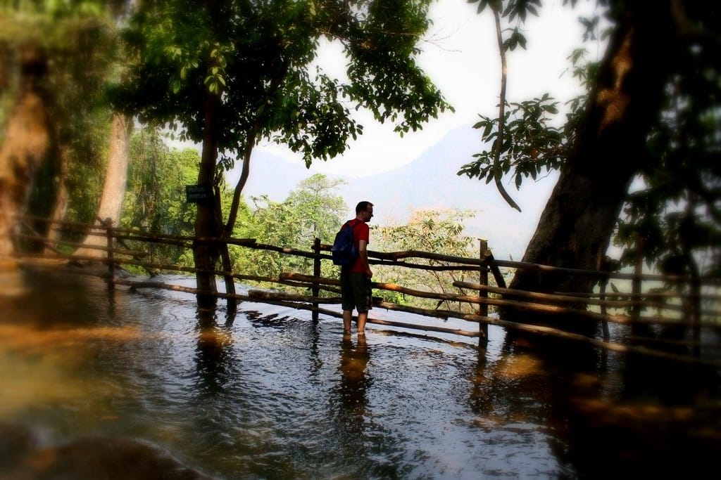View from the top of Kuang Si Waterfall, Laos