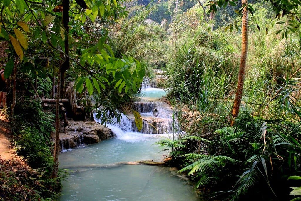 Turquoise pools at Kuang Si Waterfall, Luang Prabang, Laos
