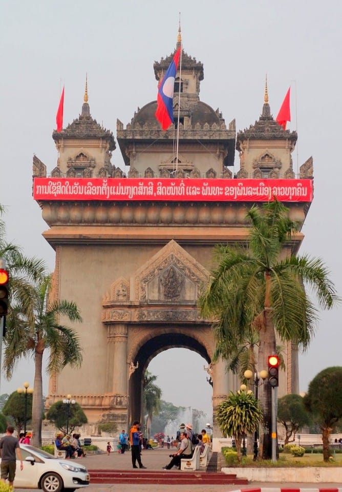Patuxai Victory Gate monument in Vientiane, Laos