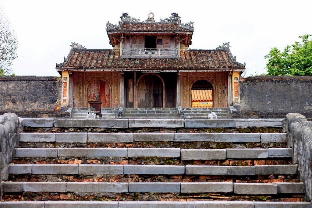 Ancient stone pathway at the Thieu Tri Imperial Tomb near Hue