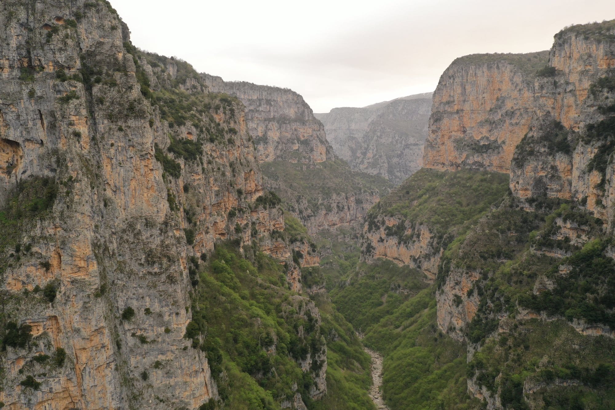 Drone view of the Vikos gorge seen from the Monodendri-Papingo road — Zagori, Greece