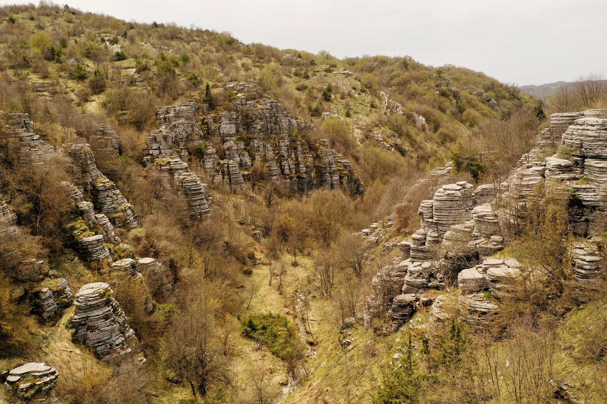 Champ de rochers calcaires sur le plateau de Vradeto près d'Ioannina — Zagori, Grèce