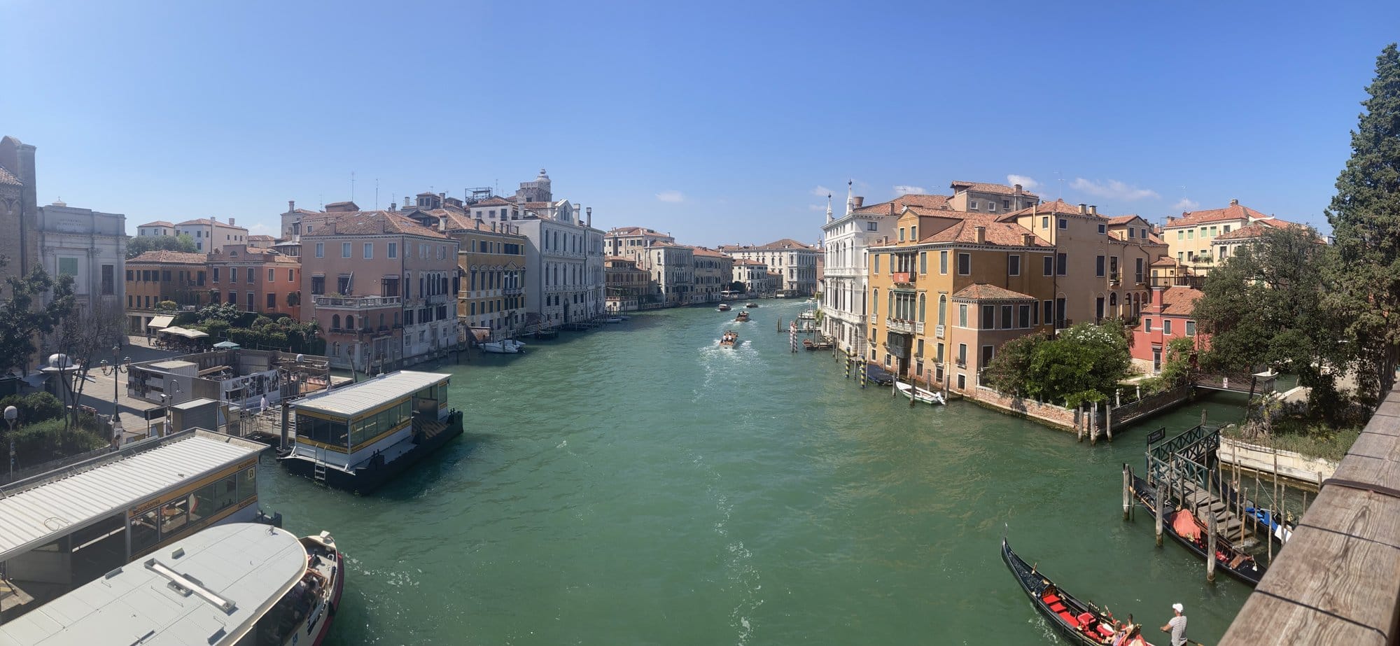 Panoramic view of the Grand Canal from Ponte dell'Accademia — Venice, Italy