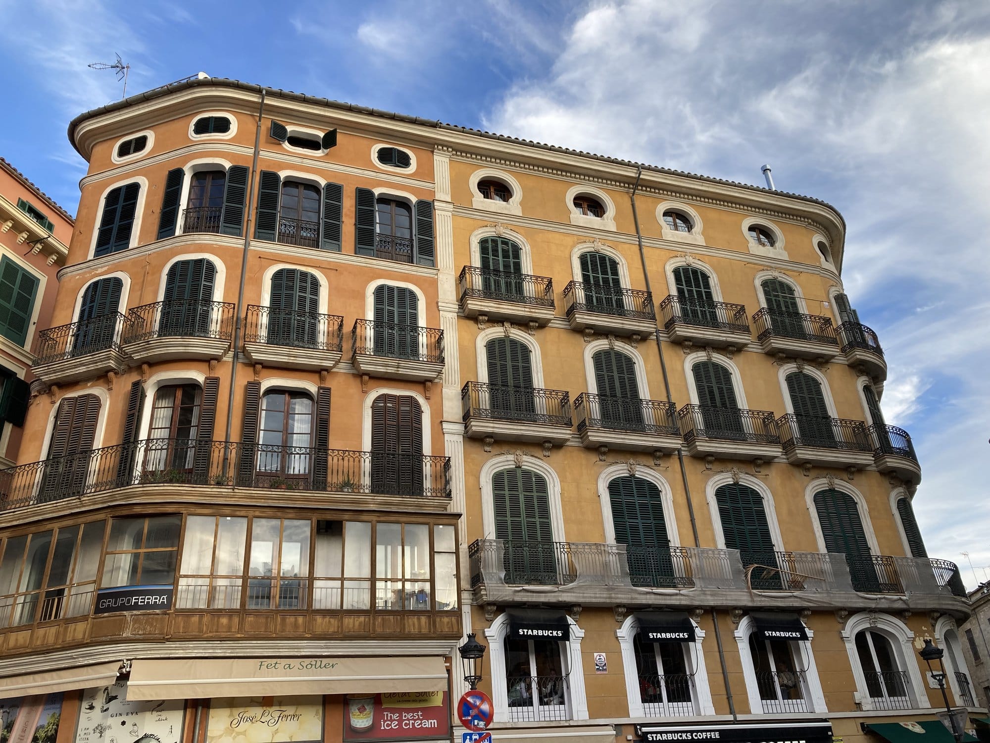 Ornate yellow building — Palma, Spain