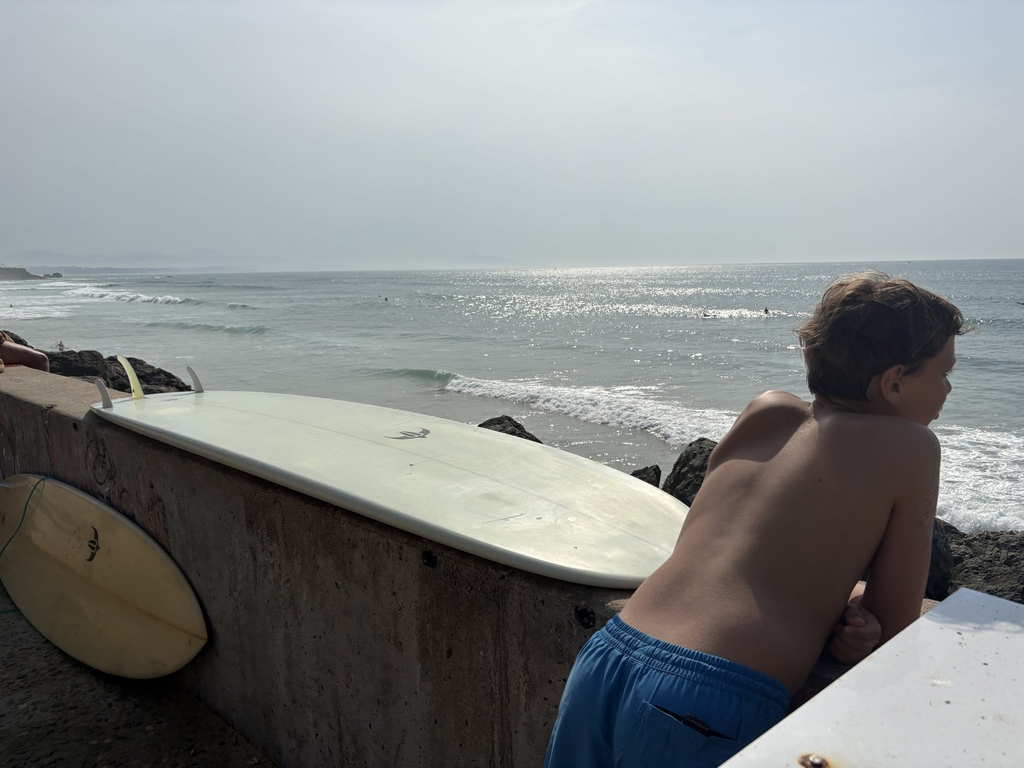 Côte des Basques beach in Biarritz with surfers
