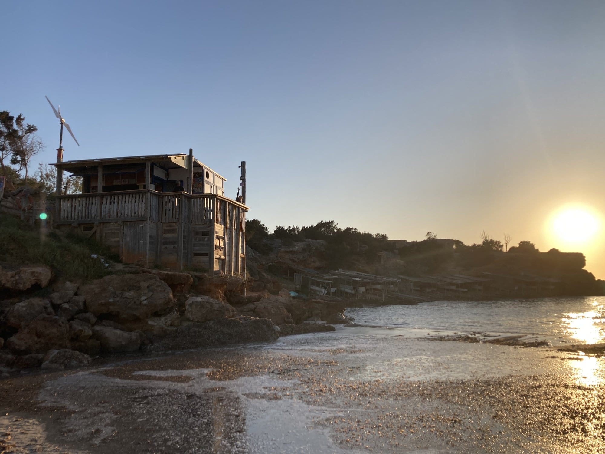 Weathered wooden beach shack — Formentera, Spain