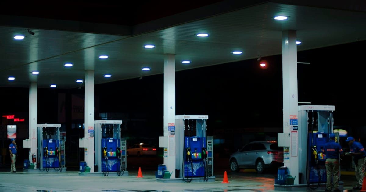 A petrol station fuel pump