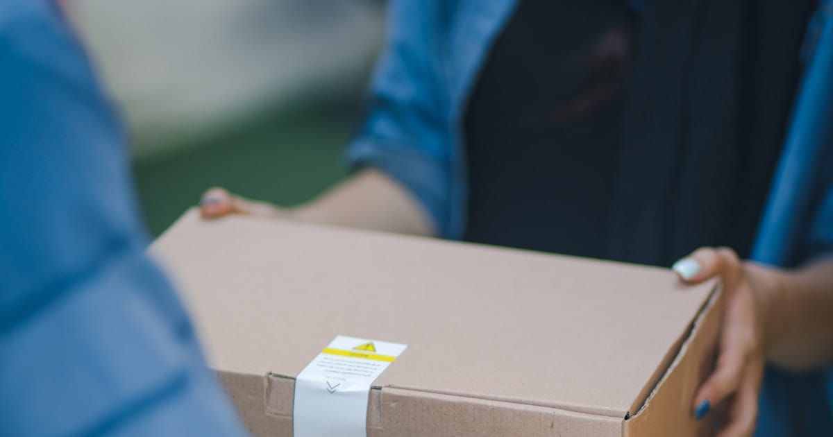 Delivery parcels stacked and ready for dispatch