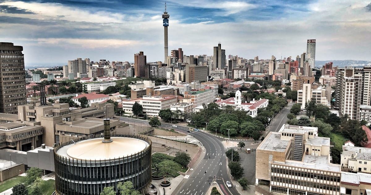 Johannesburg city skyline at dusk