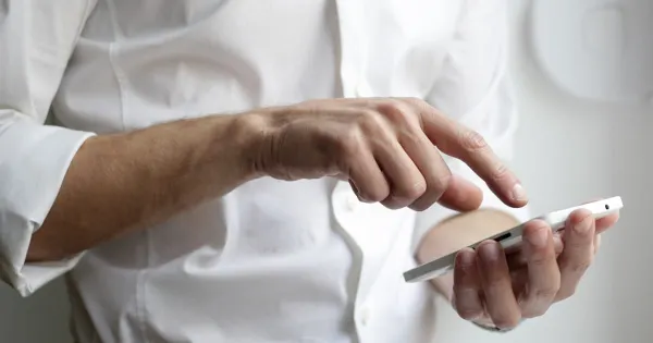 A person using a mobile banking app