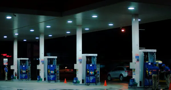 A petrol station fuel pump