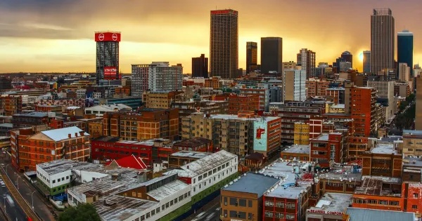 Johannesburg city skyline representing South Africa's economy