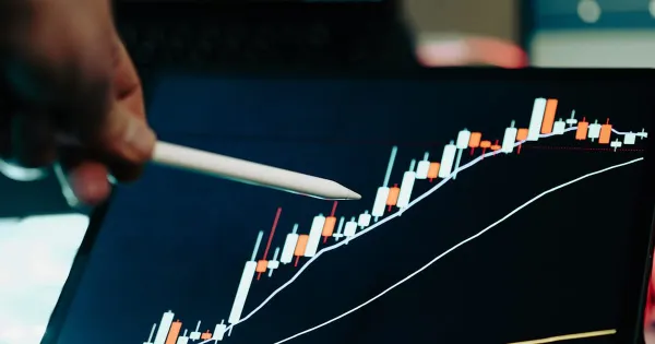 Graph showing economic growth with a rising trend line
