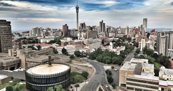 Johannesburg city skyline at dusk