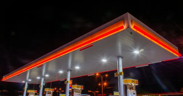 Fuel nozzle at a petrol station pump