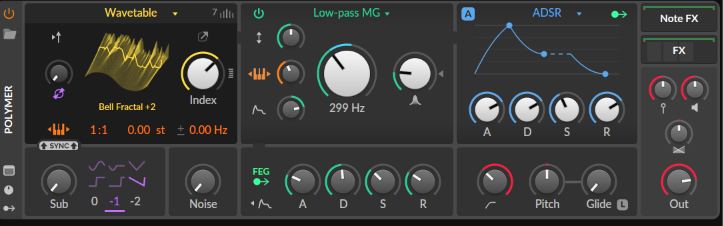 Start by inserting an instance of Polymer, Bitwig's flexible modular-style synth. This is the foundation for our pad.