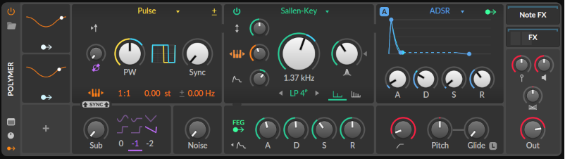 Layer 4: The plucky arpeggiator (Bitwig Polymer)