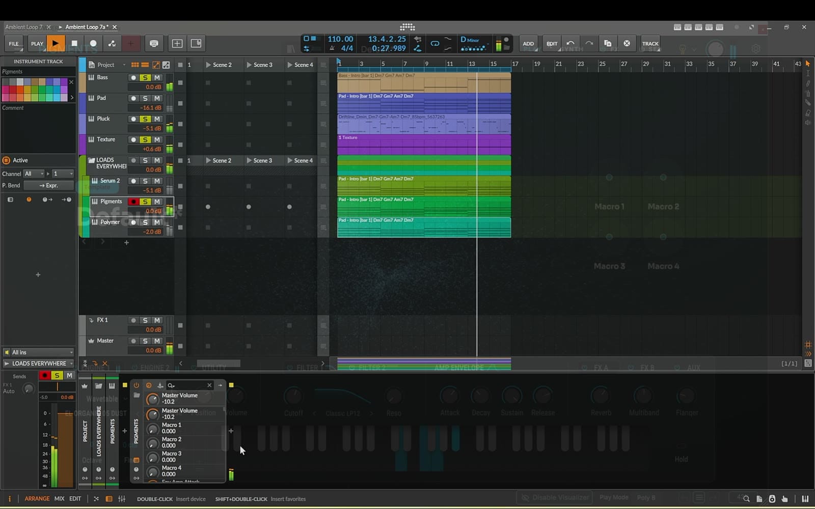 Arturia Pigments wavetable engine with an EL Organic wavetable loaded, compared against Serum and Bitwig Polymer