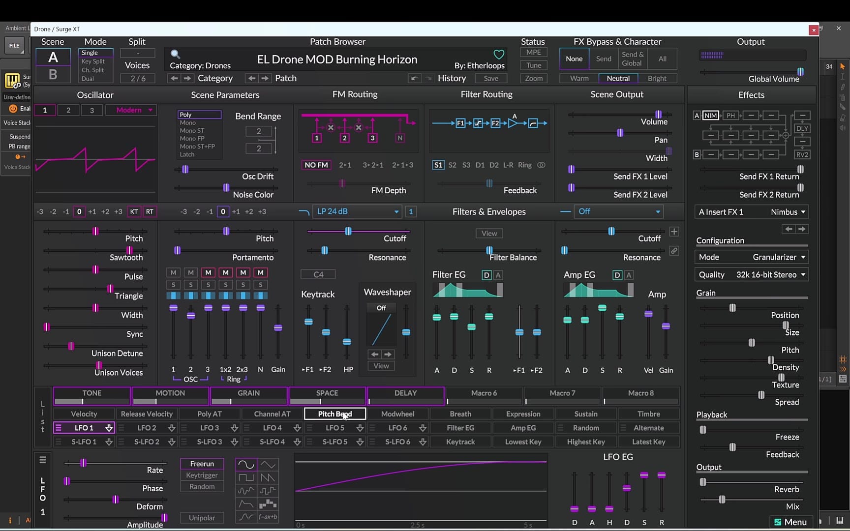 The drone: EL Drone MOD Burning Horizon from Engines, built around modern waveforms and FM.