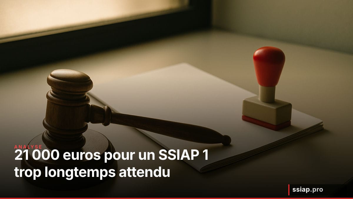 Marteau de justice et dossier administratif sur un bureau — jurisprudence SSIAP 1 sécurité privée